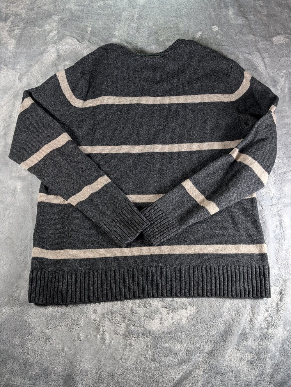 VTG Y2K American Eagle Sweater Men's Large Gray Striped Knit Casual Preppy Fit